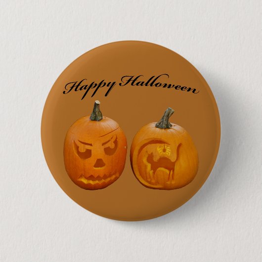 Two Pumpkin Happy Halloween Button (Vorderseite)