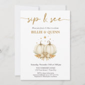 Two Pumpkins on their way Twin Baby Sip And See  Einladung (Vorderseite)