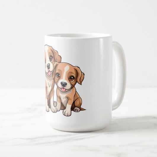 TWO PUPPIES Coffee Mug Kaffeetasse (VorderseiteRechts)