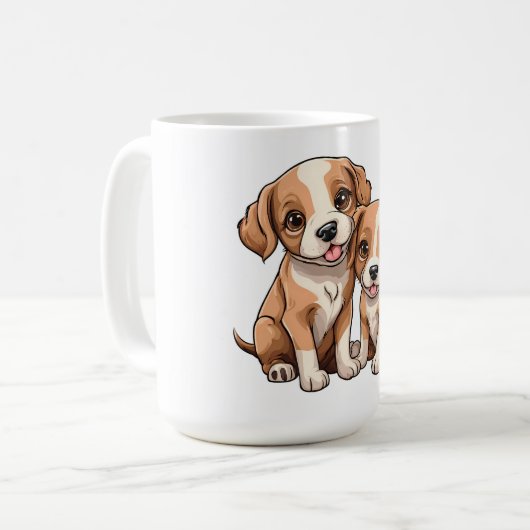 TWO PUPPIES Coffee Mug Kaffeetasse (Vorderseite Links)