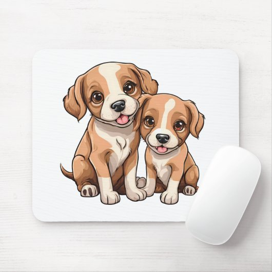 TWO PUPPIES Mouse Pad Mousepad (Mit Mouse)