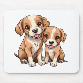 TWO PUPPIES Mouse Pad Mousepad