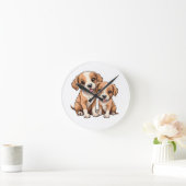 TWO PUPPIES Round Clock Runde Wanduhr (Zuhause)