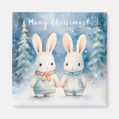 Two rabbits in the Christmas forest Magnet (Vorne)