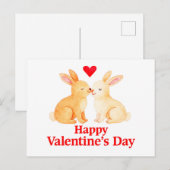 Two Rabbits with Heart – Valentine’s Day Illustrat Postkarte (Vorne/Hinten)