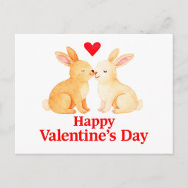 Two Rabbits with Heart – Valentine’s Day Illustrat Postkarte