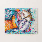 Two Raccoons Hugging in Winter Puzzle (Horizontal)