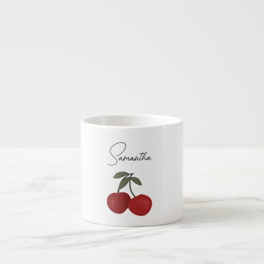 Two Red Cherries Illustration | Cute Fruit Art Espressotasse (Vorderseite)