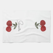 Two Red Cherries Illustration | Cute Fruit Art Geschirrtuch (Horizontal)