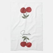 Two Red Cherries Illustration | Cute Fruit Art Geschirrtuch (Vertikal)