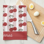Two Red Cherries Illustration | Cute Fruit Art  Geschirrtuch (Viertel Falte)