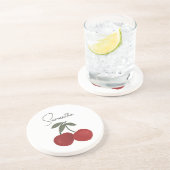 Two Red Cherries Illustration | Cute Fruit Art Getränkeuntersetzer (Seite)