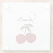 Two Red Cherries Illustration | Cute Fruit Art Glasuntersetzer (Rückseite)