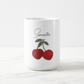 Two Red Cherries Illustration | Cute Fruit Art Kaffeetasse (Mittel)