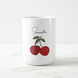 Two Red Cherries Illustration | Cute Fruit Art Kaffeetasse