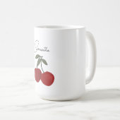 Two Red Cherries Illustration | Cute Fruit Art Kaffeetasse (VorderseiteRechts)