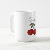 Two Red Cherries Illustration | Cute Fruit Art Kaffeetasse (Vorderseite Links)