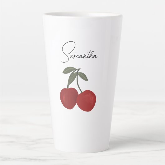 Two Red Cherries Illustration | Cute Fruit Art Milchtasse (Vorderseite)