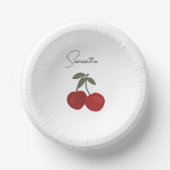 Two Red Cherries Illustration | Cute Fruit Art Pappteller (Vorderseite)