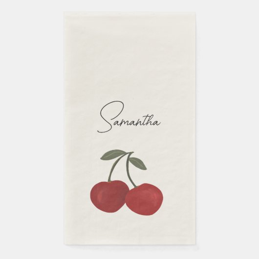 Two Red Cherries Illustration | Cute Fruit Art  Serviette (Vorderseite)