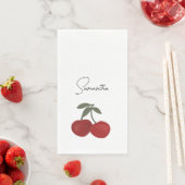 Two Red Cherries Illustration | Cute Fruit Art Serviette (Beispiel)