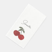 Two Red Cherries Illustration | Cute Fruit Art Serviette (Ecke)