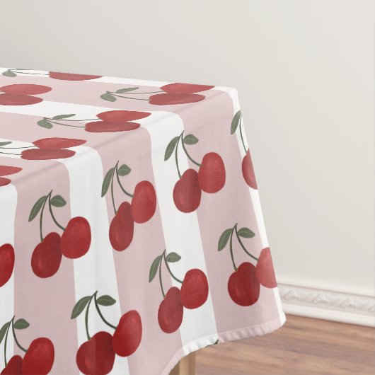 Two Red Cherries Illustration | Cute Fruit Art  Tischdecke (Beispiel)