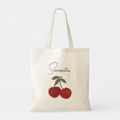 Two Red Cherries Illustration | Cute Fruit Art Tragetasche (Rückseite)