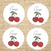 Two Red Cherries Illustration | Cute Fruit Art Untersetzer