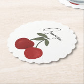 Two Red Cherries Illustration | Cute Fruit Art Untersetzer (angewinkelt)