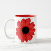 Two Red Daisies and Your Name / Message Zweifarbige Tasse (Links)