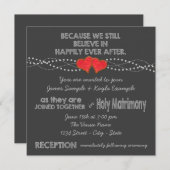 Two Red Hearts Chalk Wedding Einladung (Vorne/Hinten)