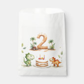 Two-Rex Dinosaur 2. Geburtstag Gönnertaschen Geschenktütchen (Vorderseite)