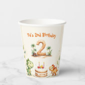 Two-Rex Dinosaur 2. Geburtstag Pappbecher (Vorderseite)