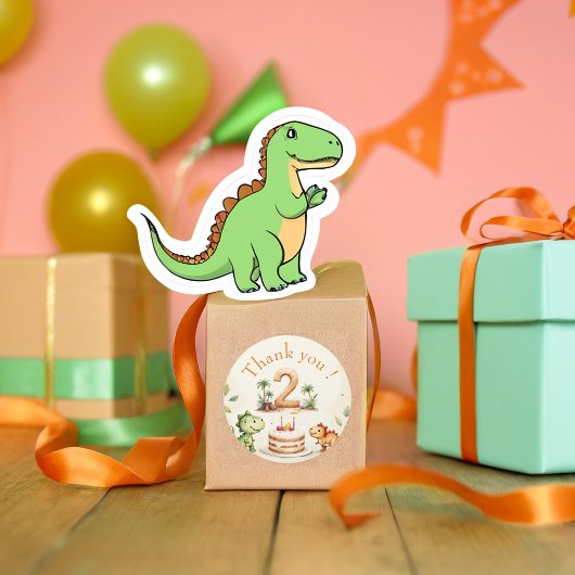 Two-Rex Dinosaur 2. Geburtstag Runder Aufkleber