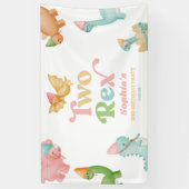 Two Rex Dinosaur 2nd Second Birthday Party Banner (Vertikal)