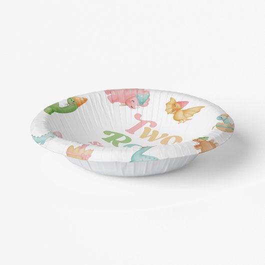 Two Rex Dinosaur 2nd Second Birthday Party Pappteller (Gewinkelt)