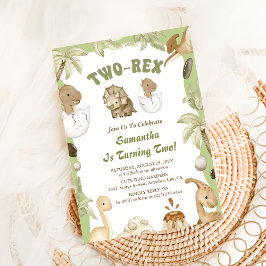 Two Rex Dinosaur Boy 2. Geburtstag Party Einladung