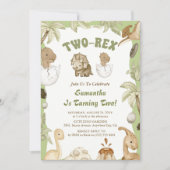 Two Rex Dinosaur Boy 2. Geburtstag Party Einladung (Vorderseite)
