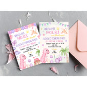 Two-Rex Girl Dinosaur Geburtstagseinladung Einladung