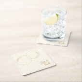 Two Rings Minimalist Wedding Paper Coaster Rechteckiger Pappuntersetzer (Vor Ort)
