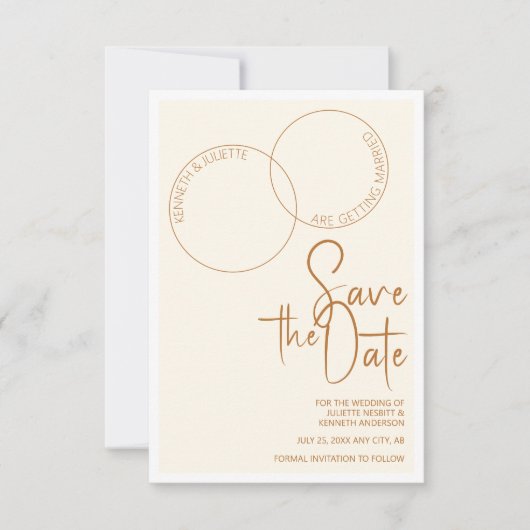 Two Rings Save The Wedding Date Invitation Einladung (Vorderseite)