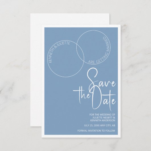 Two Rings Save The Wedding Date Invitation Einladung (Vorne/Hinten)