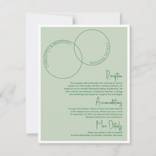Two Rings Wedding Details Card Einladung (Vorderseite)