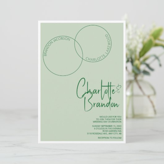 Two Rings Wedding Invitation Einladung (Stehend Vorderseite)