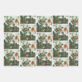 Two robins on a fence in the snow geschenkpapier set (Vorderseite)