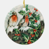 Two robins on a fence in the snow keramik ornament (Hinten)