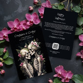 Two Romantic Gothic Human Skeletons Embracing Save The Date