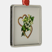 Two Romantic Hearts with White Lilies Ornament Aus Metall (Rechts)