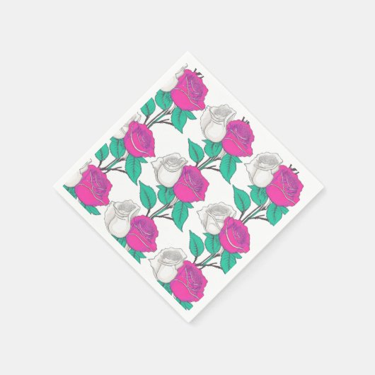 Two Rose Napkin Serviette (Ecke)